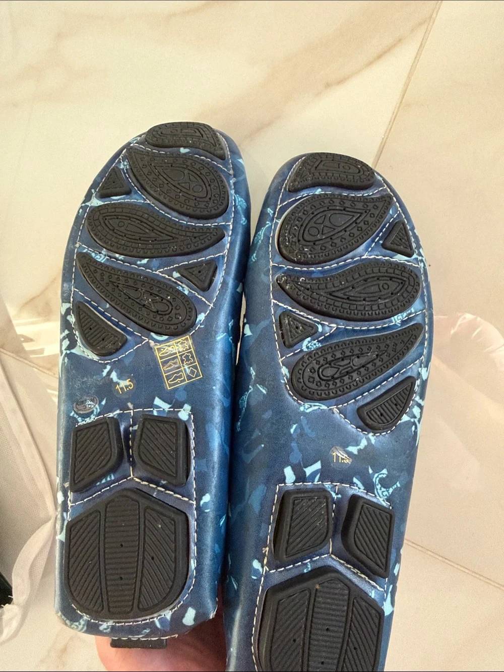 Robert Graham Navy Leather Loafers with Blue Camouflage Trim